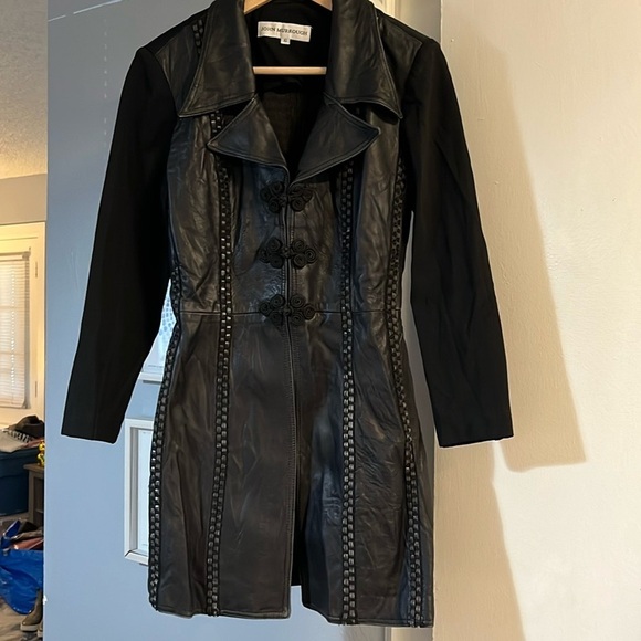 Vintage John Murrough Leather Front & Stretchy Back Mid-Length Jacket 6 - Picture 1 of 8
